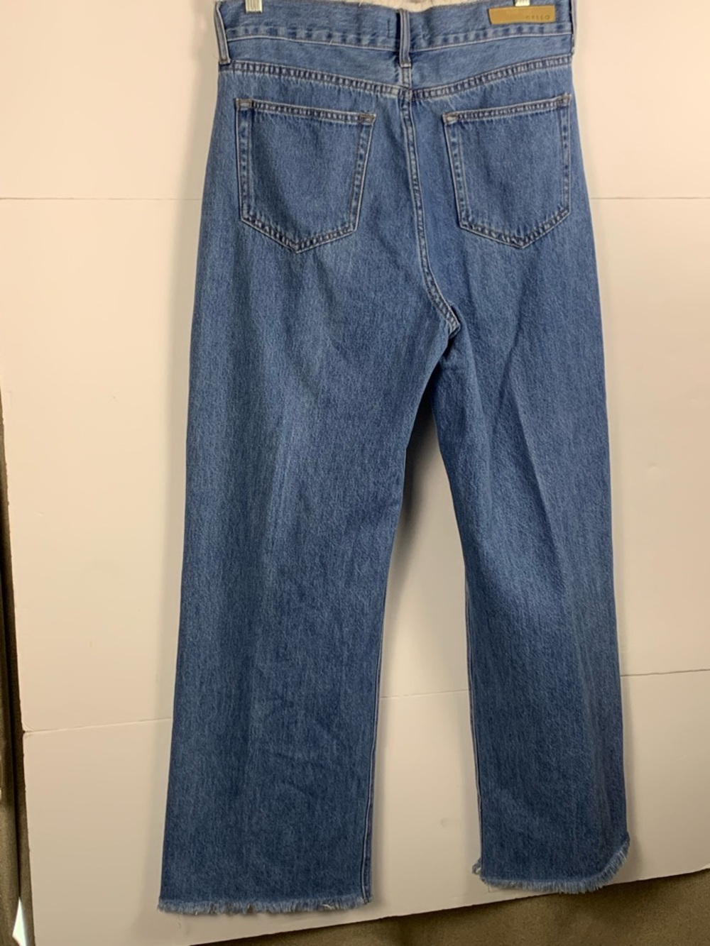 Cello Jeans Womens 11 Blue Wide Leg High Rise Raw Hem Distressed Denim - Picture 7 of 15